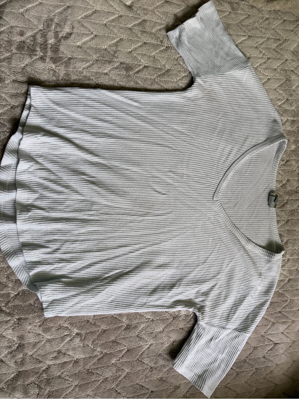 Light Gray Ribbed Short-Sleeve Women's Top